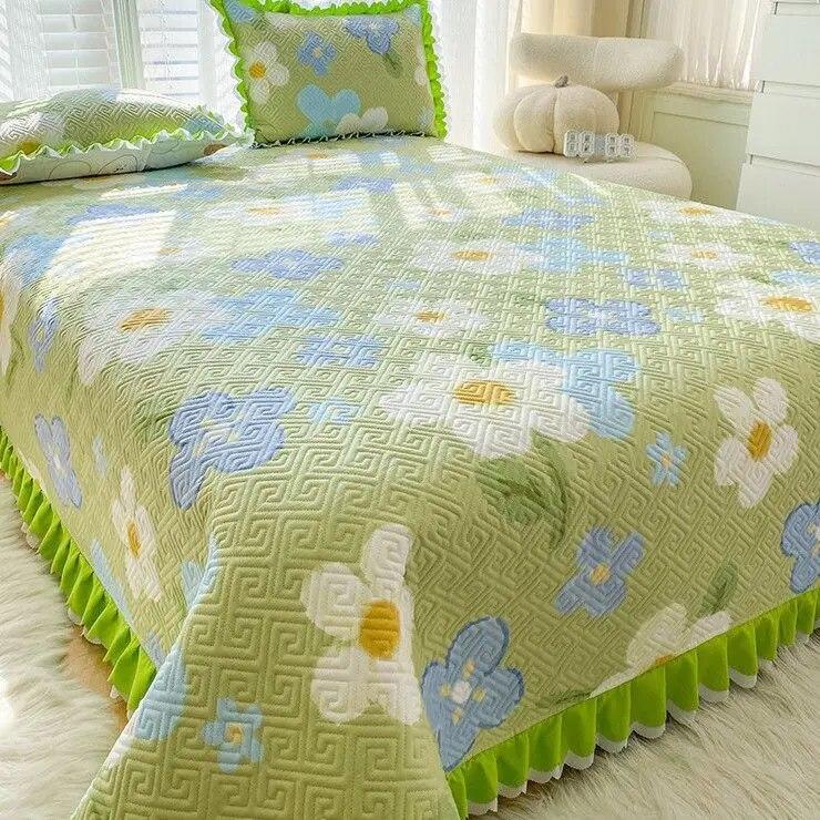 Bomulls Sengedekke Tre Sett Sklisikker Laminert Bomull Fortykket 100% Bomull Laken Helårs Allsidig Sengedekke Teppe