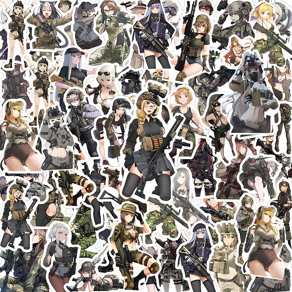 10/30/60pcs Camouflage Female Soldiers Stickers Cool Anime Girl Decal DIY Skateboard Phone Suitcase Cartoon Graffiti Sticker Toy