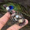 Crazy Lace Agate, Moonstone Copper Wire Wrap Jewelry Pendant 3.15" Q6J64