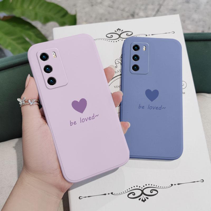 Simple Love Phone Case For Huawei P40 P50 P30 P20 Pro Lite Nova 5t Y7A Mate 40 30 20 Pro Lite Liquid Silicone Cover