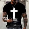 T-shirt da uomo Croce grafica Gesù Cristo Stampa 3d Maglietta da uomo Retro Classic a maniche corte Sciolto Personalità Top oversize