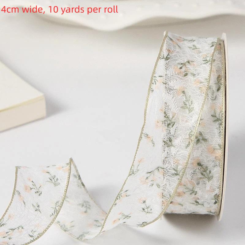 2.5Cm/4Cm 10 Yards Dainty Floral Fishnet Lace Trim For Cake, Bouquet, Gift Wrap And Handmade Hair Bows
