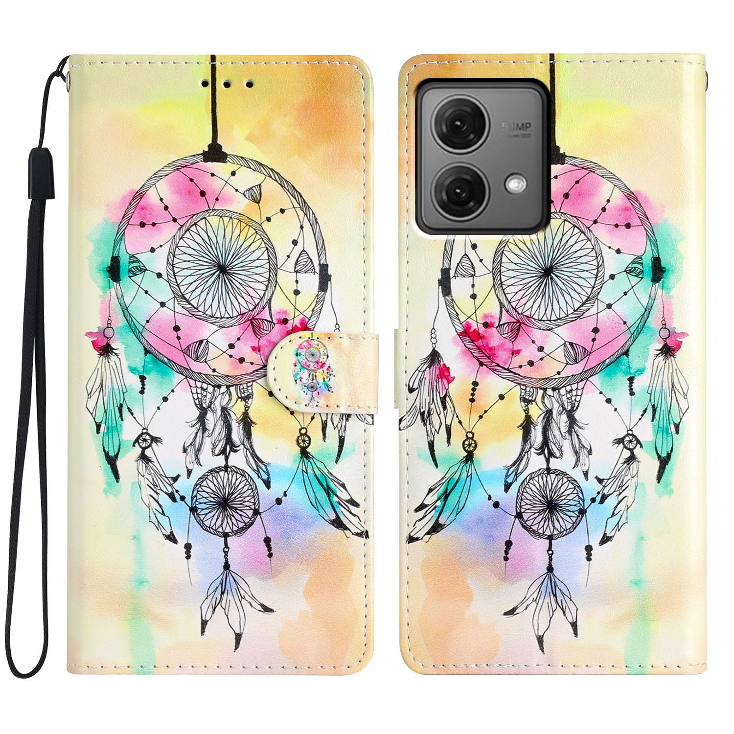 

For Motorola Moto G84 5G Leather Case Wallet Cover with Card Slot Holder Stand Wind Chime