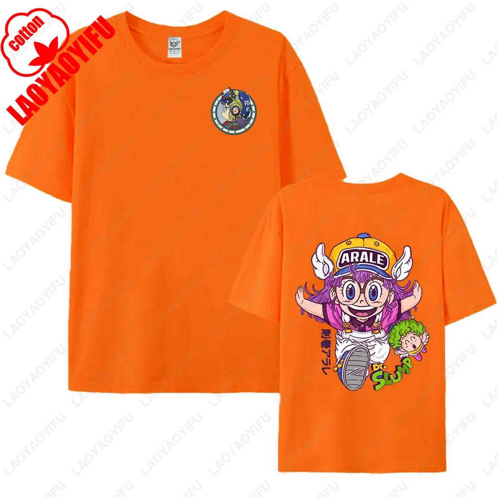 Kawaii Arale T-shirts Man Women Graphic Japanese Manga Tshirt Y2k Clothes Cotton Short-sleev Tee Clothing Two-sided Printed Tops