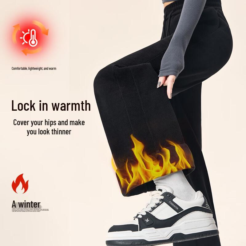 Women s High-Waist Velvet Lined Wide-Leg Pants M