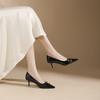8-5 Sexy one-word metal buckle single shoes, autumn new pointed thin heels, not tired high heels