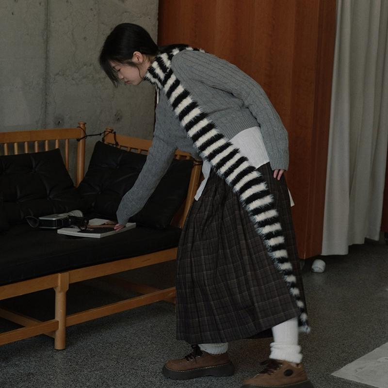 Knit Scarf for Women Long Skinny Belt Necktie Neck Scarf Girls Photo Props Long Neckerchief Skinny Scarf Necktie