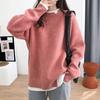 Fake two-piece pullover sweater for women's autumn and winter new loose soft waxy casual color matching knitted sweater for women