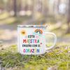 Best Teacher in The World Printed Enamel Mug Coffee Milk Cups Outdoor Handle Camping Cup Teacher's Day Thanks Gifts for Teachers