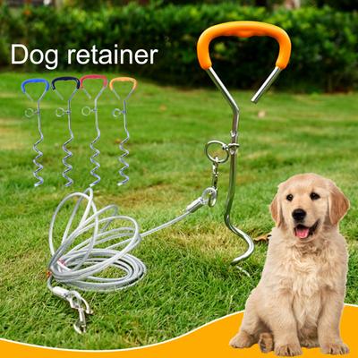 Dog Stake 360 Degree Ergonomic Handle Rotating Ring Dog Tie Heavy Duty Out Stake Attach To Tie Out Cable