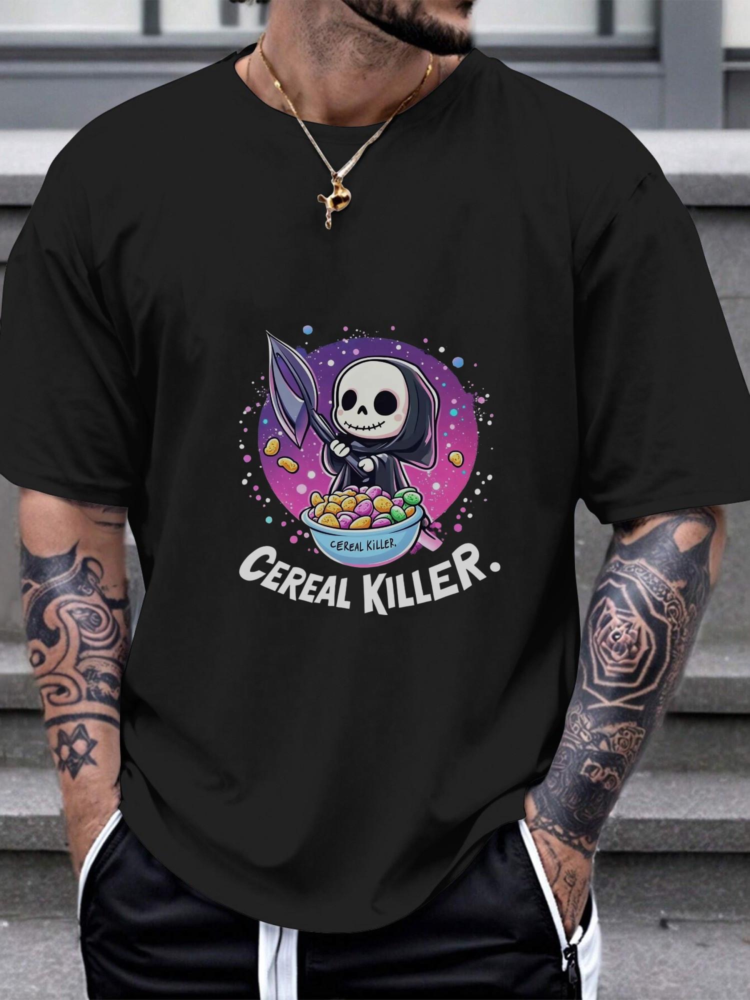 1pc Cereal Killer Cartoon Grim Reaper Kawaii Style T-shirt XXXXL