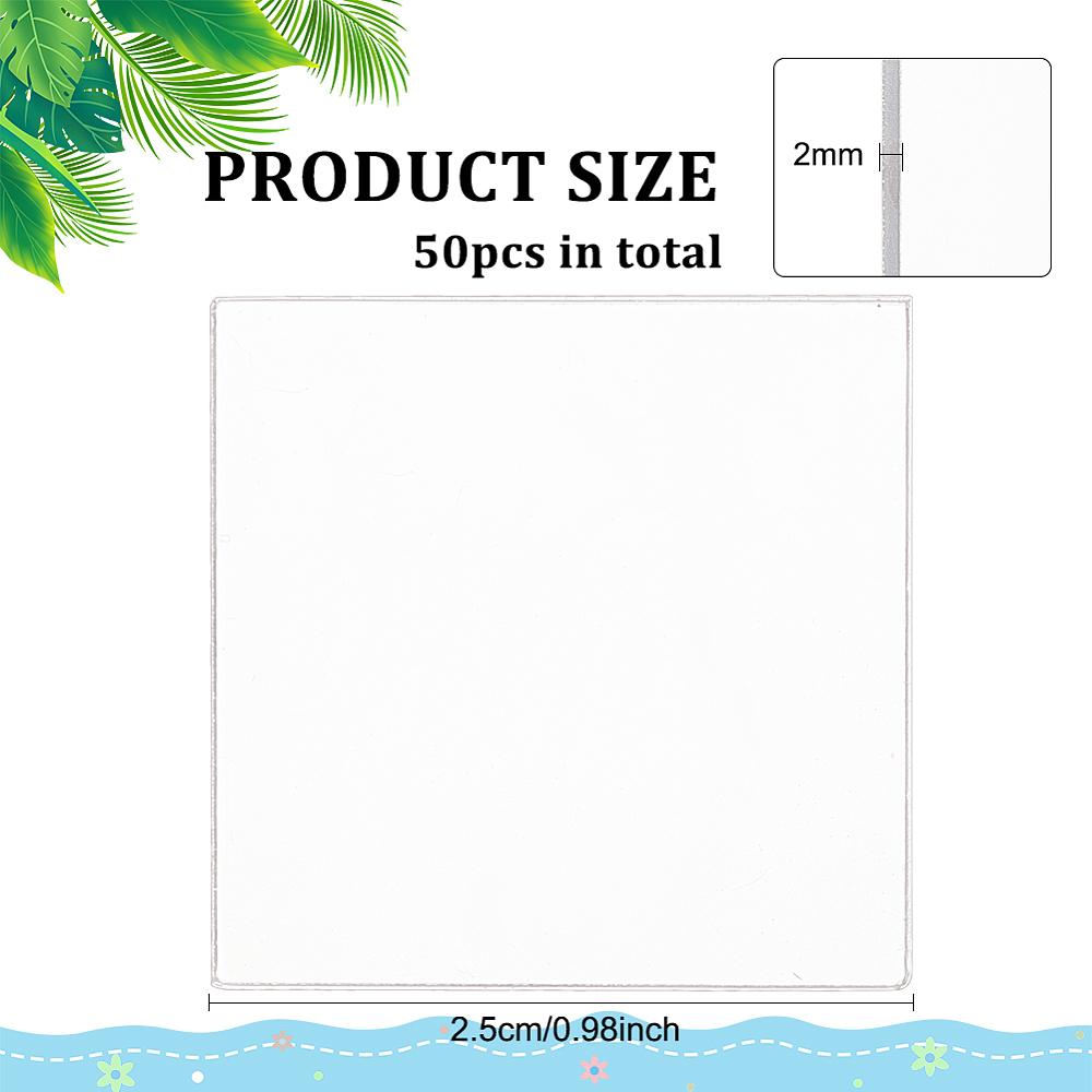 1box 50pcs Transparent Acrylic Action Figure Display Bases Square Clear Display Base: 2.5x2.5x0.2cm