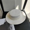 French Elegant Wool Felt Wide Brim Hat for Women, White Pearl Decorated Winter Fall Fashion Streetwear Hat
