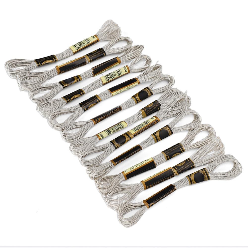 24pcs Silver Glossy Embroidery Floss Glitter Thread HandMade Yarn Cross Stitch Threads DIY Craft