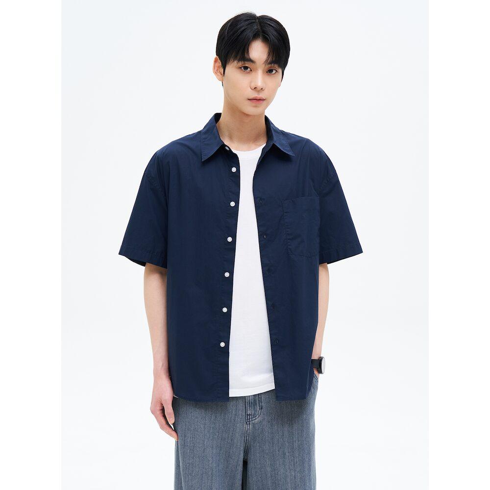 8Seconds 60-Count Cotton Poplin Oversized Short Sleeve Shirt Navy Navy/L