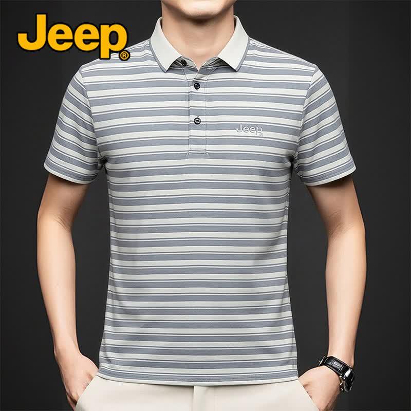 Jeep Men's Cool & Breathable Striped Polo T-Shirt