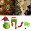 Charming Grinch Christmas Decorations Furry Green Leg And Head Tree Ornament Set