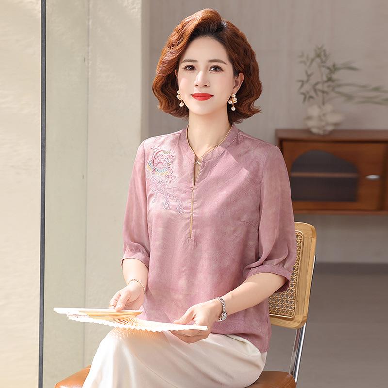 Summer 2026 Mid-Sleeve Fashion T-Shirt for Middle-Aged Women