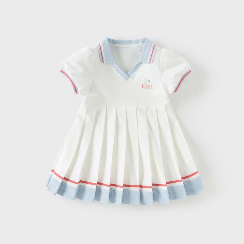 David Bella Kidsren s Knitted Dress 2026 New Girls  Preppy Style Polo Skirt Girls  Pleated Skirt Summer Dress White [Ready in Stock] 120