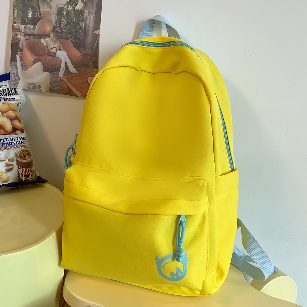 

Fashion Solid Color Backpack Simple Casual School Bag Large Capacity Bag(Yellow)