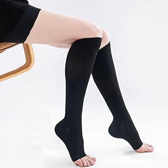 Kompresní ponožky MKY Company Walkplus+ kompresní ponožky na spaní Open Toe Socks Office Black (L-XL)