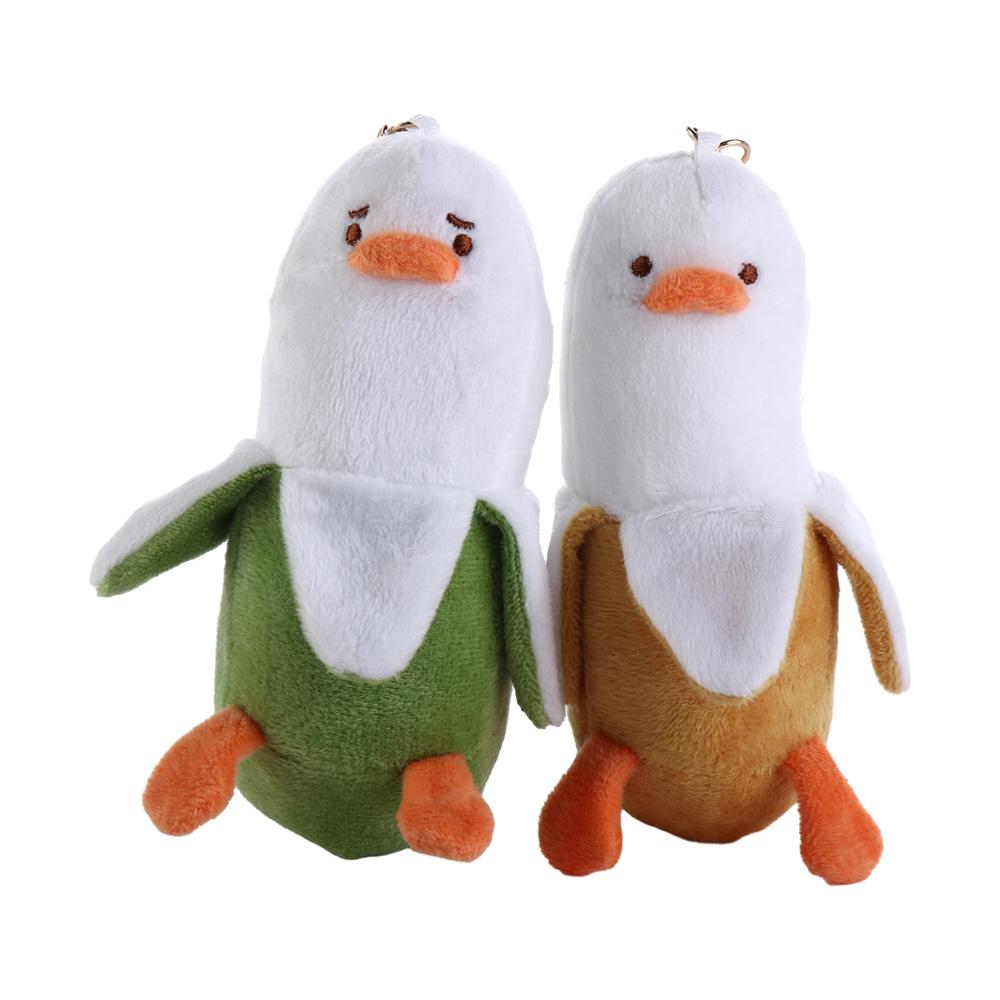 Soft Banana Duck Pendant Down Cotton Backpack Charm Plush Pendant Plush Duck Keychain  Girls Gifts