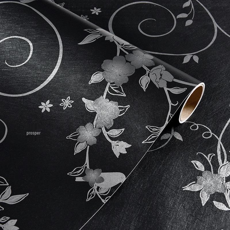 Black Wood Grain Self-Adhesive Wallpaper for Furniture and Countertops - Waterproof and Moisture-Proof Renovation Film
