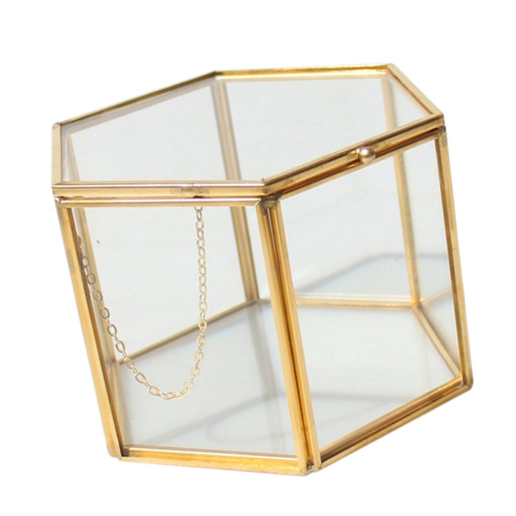 Glass Geometric Terrarium Succulent Plant Planter Hexagon Holder Jewelry Display Container for Wedding Decoration Events