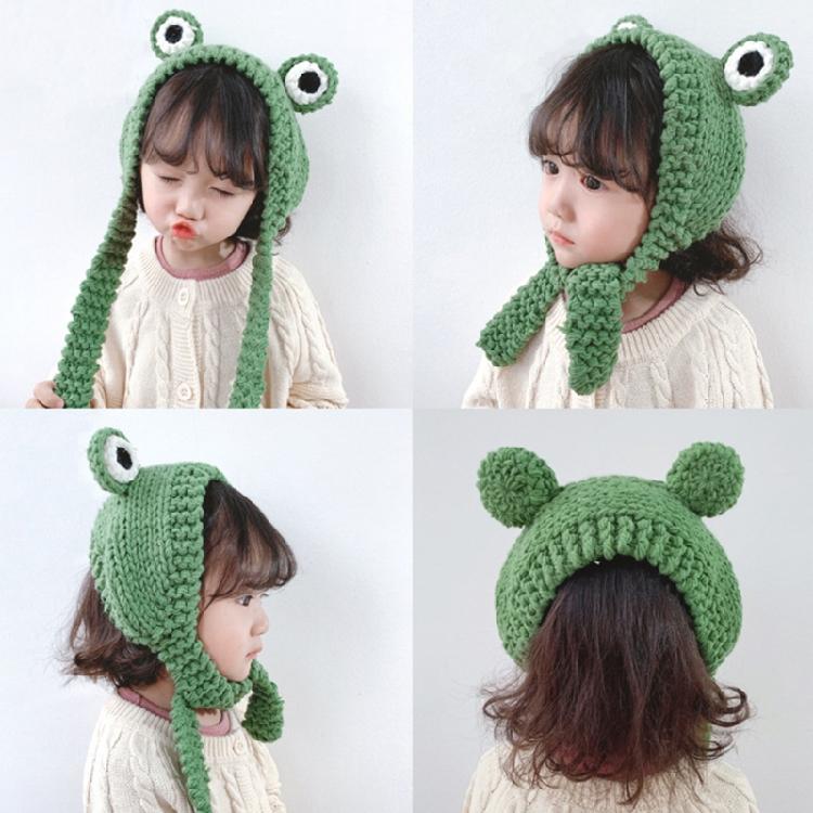 Cute for Frog Hat Big Ears Headgear Cartoon Knitted Hat Winter Warm Headdress