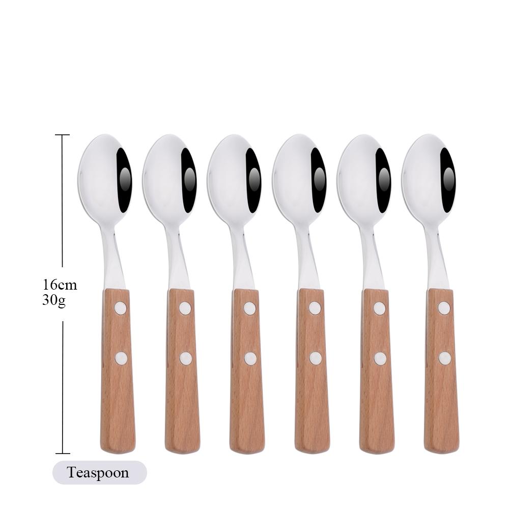 

6/24 шт. Набор столовых приборов из нержавеющей стали 304, роскошный набор столовой посуды с деревянной ручкой, столовые приборы, кухонный западный нож, ложка, вилка, посуда