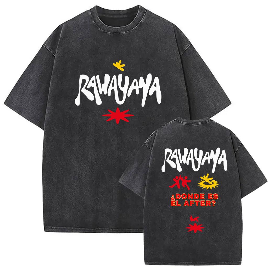 Vintage Washed Rawayana Donde Es El After Album  Print TShirt Men Women Hip Hop Pop Music Short Sleeve T Shirt Streetwear