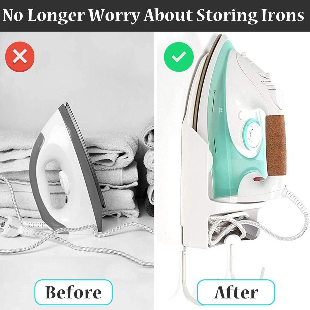 Two-in-One Hooks Iron Holder Black White Storage Rack Ironing Board Hanger Storage Supplies