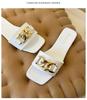 Summer Fashion Modern Slippers Women Flat Pleated Solid Leather Chain Decoration Rubber Sole Sexy Slides Ladies Summer Footwear