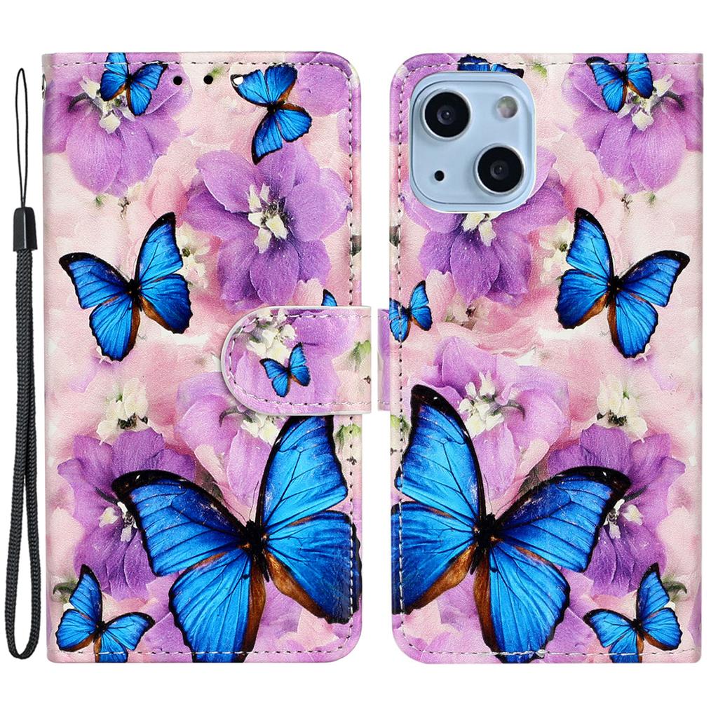 Pattern Printing Leather Wallet Phone Case for iPhone 15,Drop-proof Phone Stand Cover