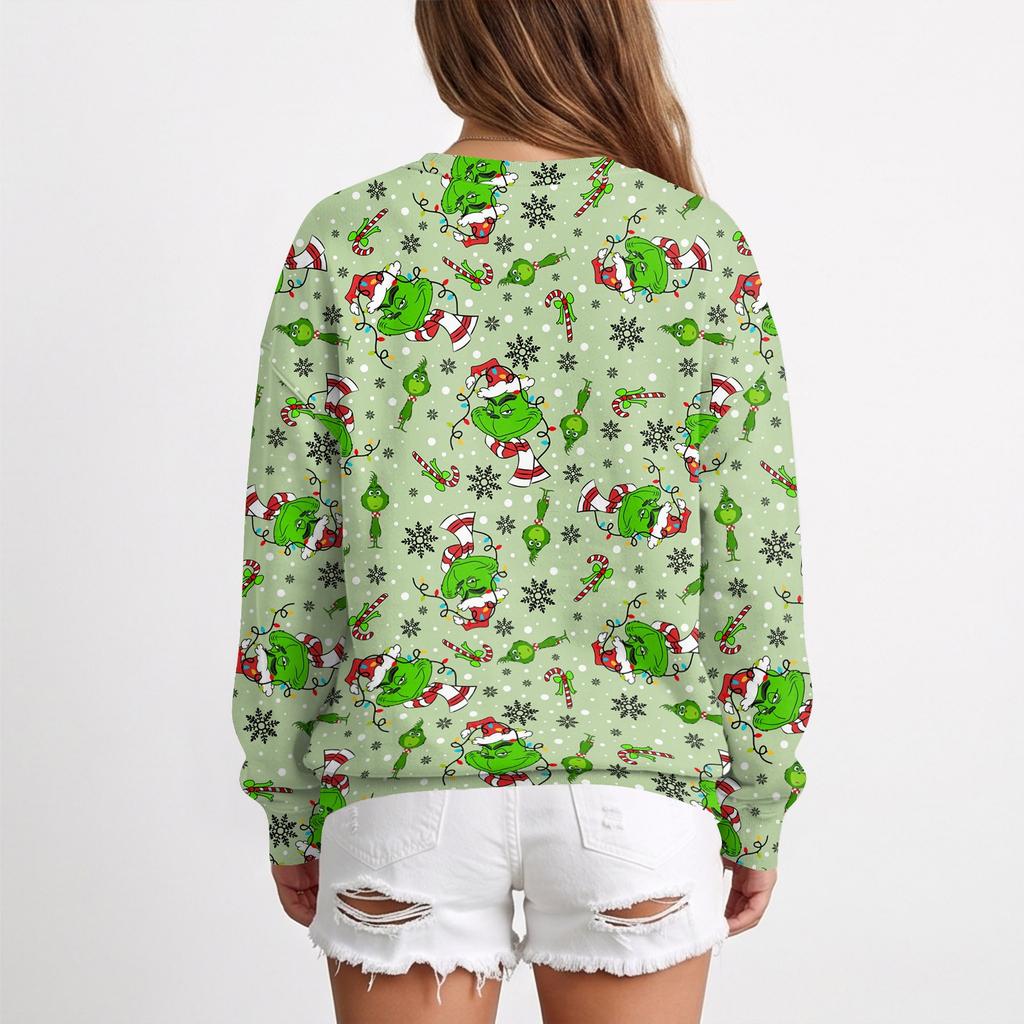 Women's Casual Christmas Print Neck Pullover Sweatshirt