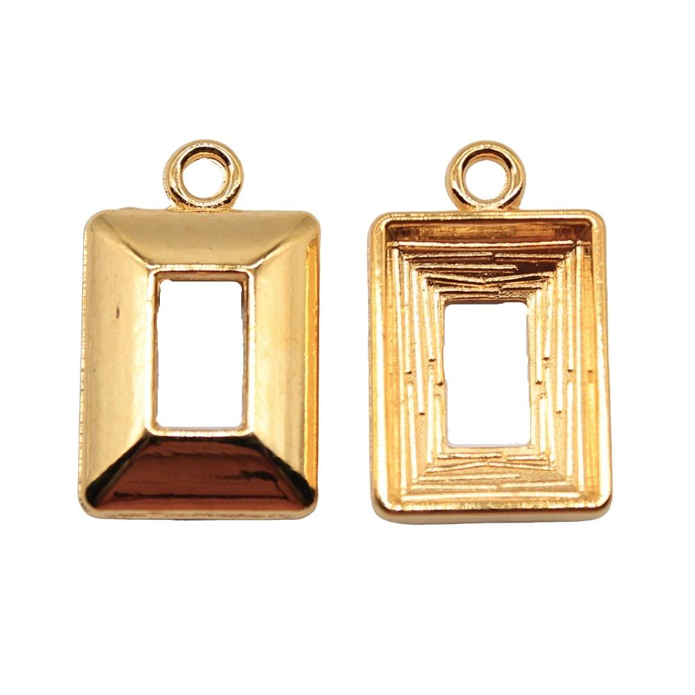 

10шт прямоугольные шармы ювелирные компоненты аксессуары золотой цвет цинковый сплав 13X20mm