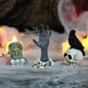 3pcs Scary Skeleton Head Tombstones Figurine Festival Tombstone Statues Bar Decorations
