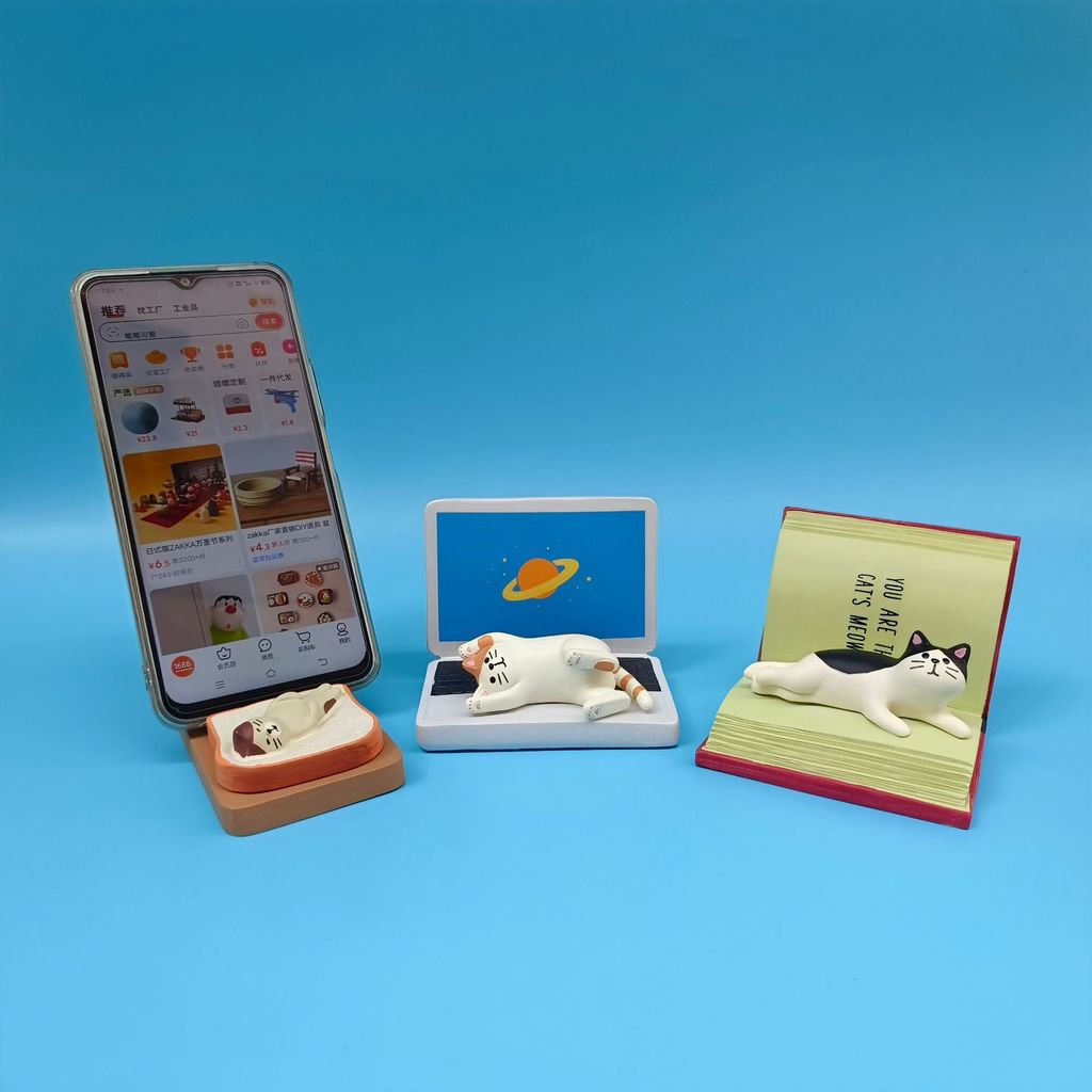 Resin Creative Cat Book Stand With Cartoon Style For Home Office Decor