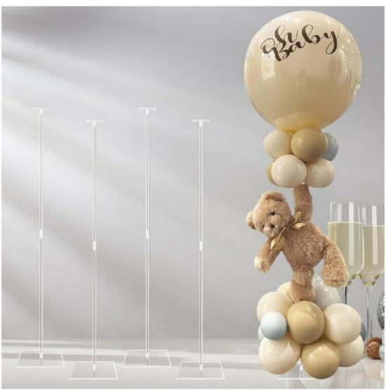 31.5 Acrylic Balloon Stand Centerpiece: Set of 4 Holders with Bases Single Set