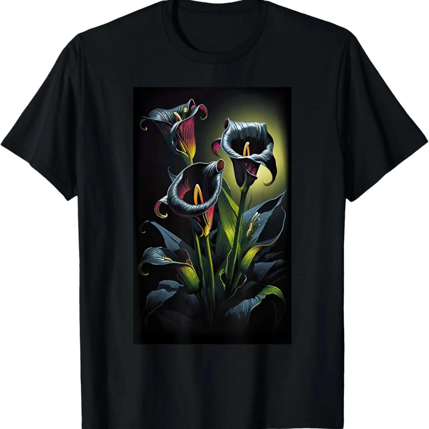 

Gothic Dark Lily Art – Black Floral Design T-Shirt XXXXXL чорний