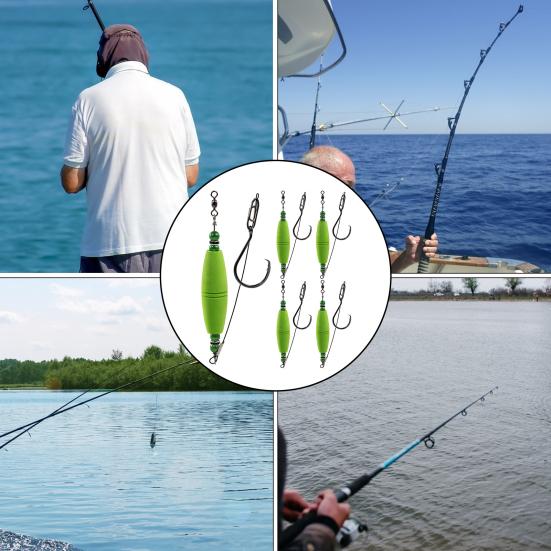 5Pcs Catfish Float Rig Kit with Sharp Hook Crane Swivel Coated Line Sea River Lake Freshwater Saltwater Fishing Float Rig Outdoor Fishing Accessories