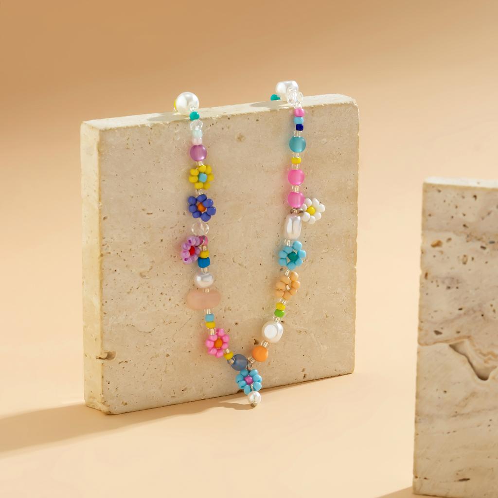 Boho Colorful Small Seed Bead Weave Flower Necklace for Women Handmade Short Choker Collar Neck 2026 Fashion Jewelry Accessories