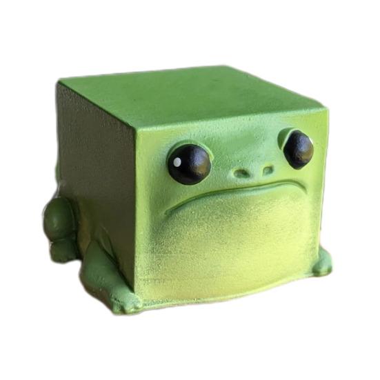 

Куб Статуя Лягушки Смола Мультяшная Фигурка Лягушки Скульптура В помещении На улице Сад Дом Офис Настольная Животное Украшение Орнамент зелёный