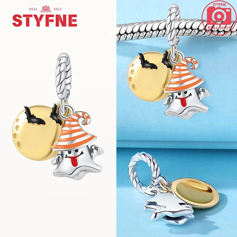 Copper Metal Halloween Dangle Witch Magic Girl Charm Bead Components Luminous Bead Components Compatible With Authentic Original Bracelet High