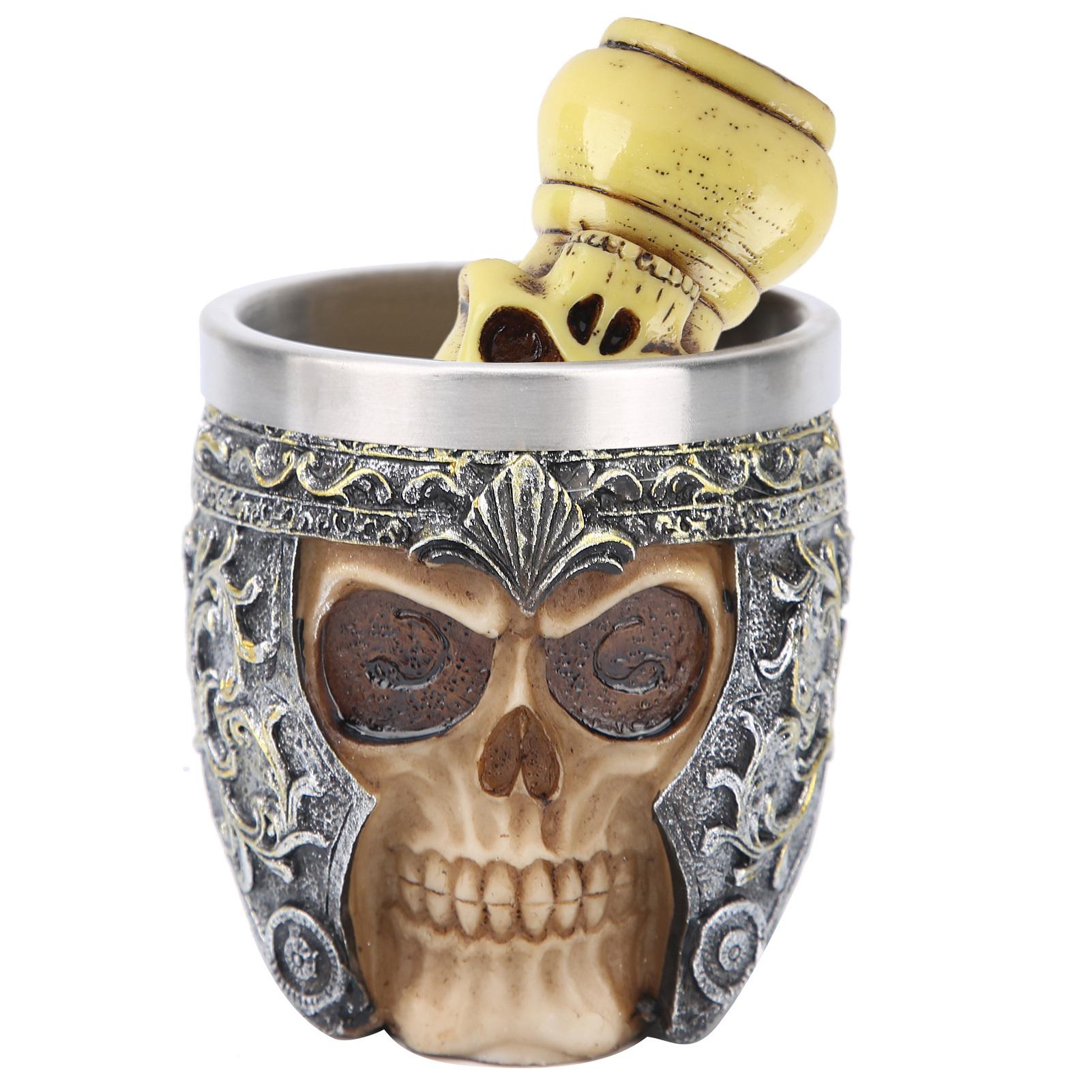 

Мужской набор для бритья бороды Миска для бритья из нержавеющей стали Набор кистей для бороды с головой скелета