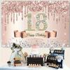 2D Flat Rose Gold Glitter & Diamond 18th Birthday Photo Booth Background