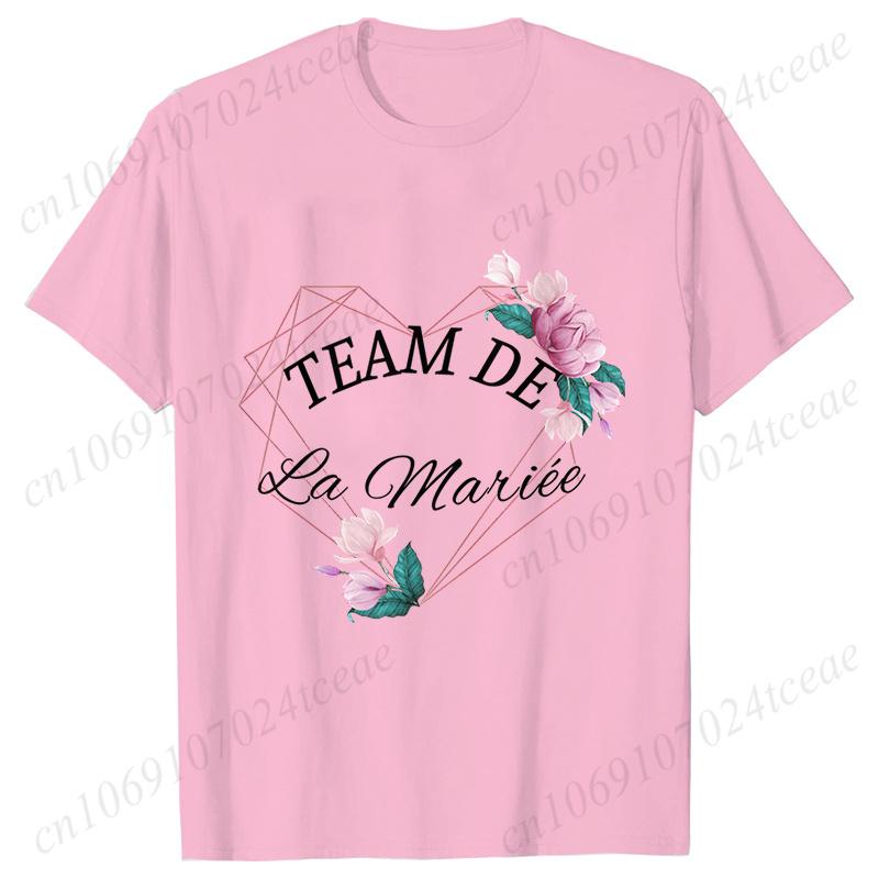 French Team Bride Squad T-shirt Flower Graphic Bridal Shower Wedding Tops Women Bachelorette EVJF Party Blouses Bridesmaid Tees