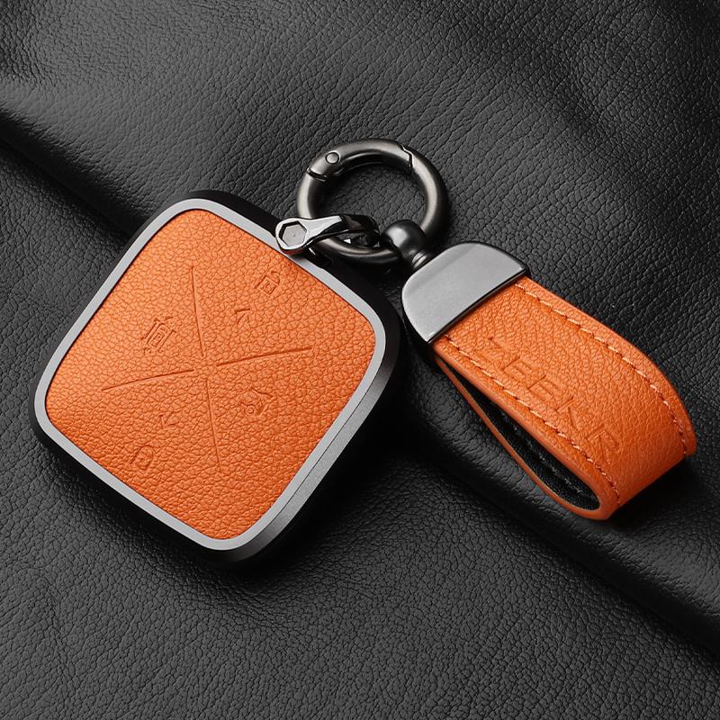 For Zeekr 001 007 7X X 009 Key Case Buckle Bluetooth Card Key Case Real Goat Leather Car Accessories Car Key Cover Modification