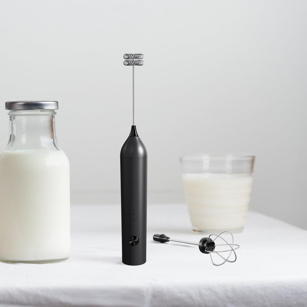Milchaufschäumer Wiederaufladbarer Elektrischer Milchaufschäumer mit 2 304 Edelstahl-Mischköpfen USB-Aufladung Latte Cappuccino Heiße Schokolade Eieraufschäumer Mixer