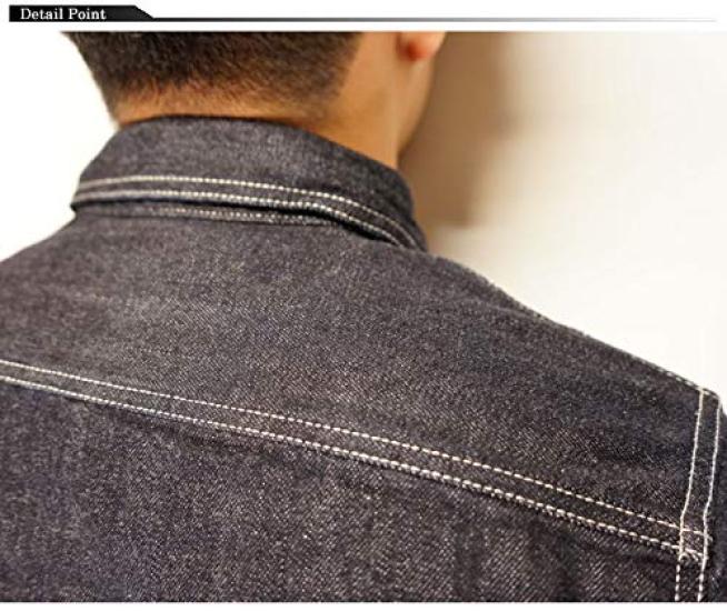 Kojima Jeans Denim Hickory Work Long Sleeve Shirt with Dot Made In Japan Men's RNB-202RS-Hickory-XXL Buttons,